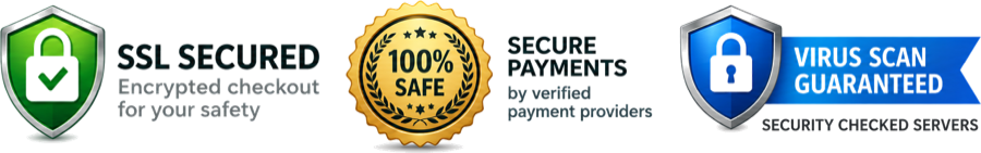 SSL secured, secure payments, virus scan guaranteed